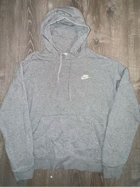 Nike Heather Gray Pullover Hoodie with White Swoosh